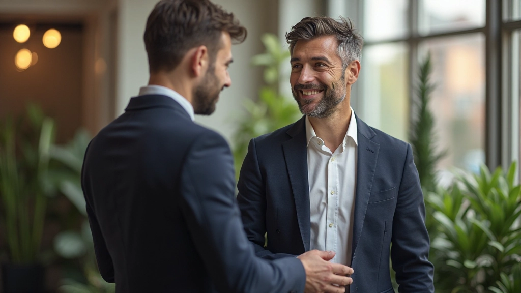 Manager geeft feedback aan teamlid in rustige werkomgeving met groene planten
