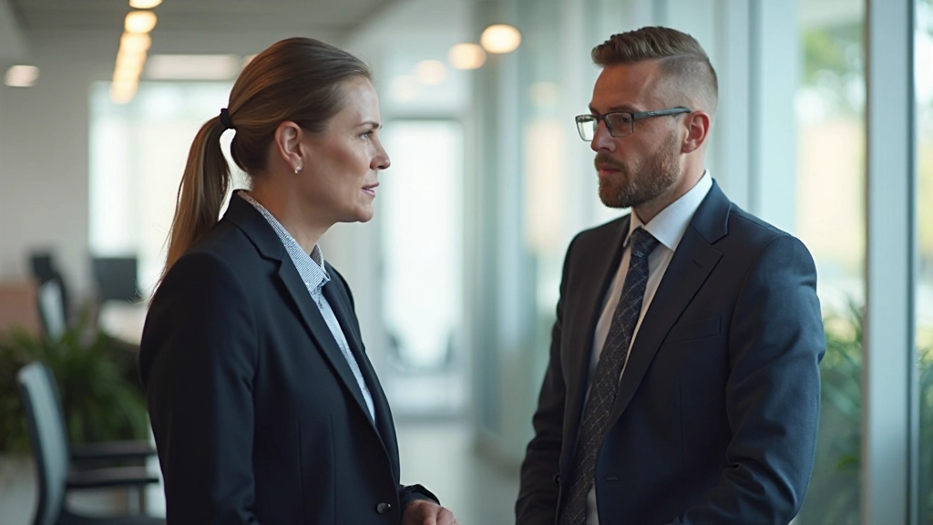 Twee professionals in gesprek, ernstig moment van samenwerking en overleg